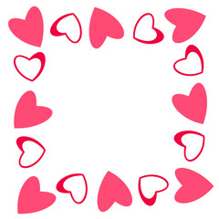 abstract love frame from a pattern of hearts. For greeting cards, invitations Valentine's day, wedding, birthday.