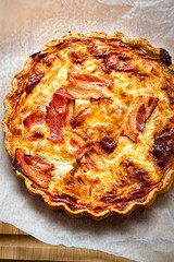 Quiche lorraine with maple cured bacon and cheddar 