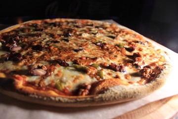 pizza with beans and ground beef