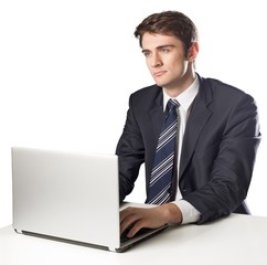 Business Working on a Laptop Isolated