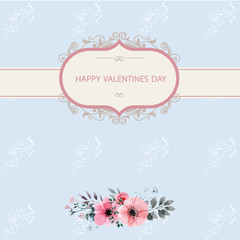 Greeting card Valentine's Day on a blue background with angels.