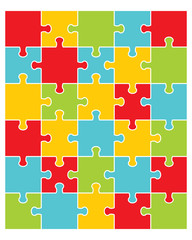 Illustration of separate pieces of colorful puzzle