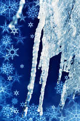 background texture winter icicles and snowflakes