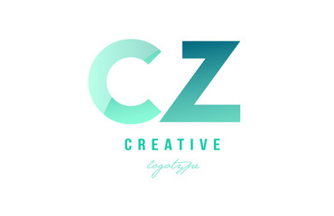 green gradient pastel modern cz c z alphabet letter logo combination icon design