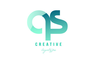 green gradient pastel modern qs q s alphabet letter logo combination icon design