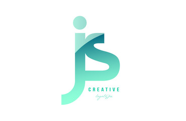 green gradient pastel modern js j s alphabet letter logo combination icon design
