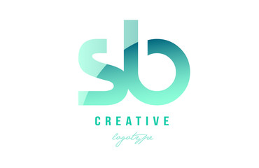 green gradient pastel modern sb s b alphabet letter logo combination icon design