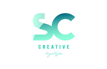 green gradient pastel modern sc s c alphabet letter logo combination icon design