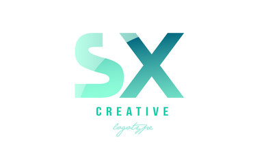 green gradient pastel modern sx s x alphabet letter logo combination icon design