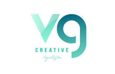 green gradient pastel modern vg v g alphabet letter logo combination icon design