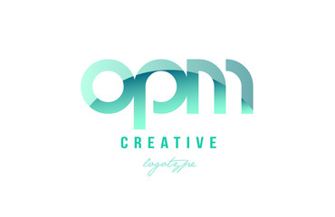 green gradient pastel modern opm o p m alphabet letter logo combination icon design