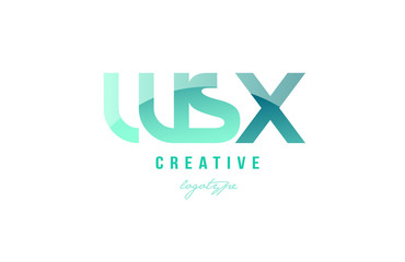 green gradient pastel modern wsx w s x alphabet letter logo combination icon design