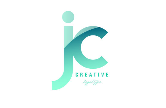 green gradient pastel modern jc j c alphabet letter logo combination icon design