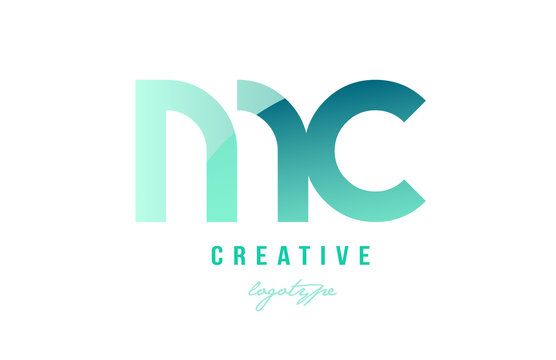 green gradient pastel modern mc m c alphabet letter logo combination icon design