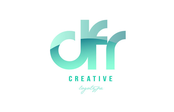 green gradient pastel modern dfr d f r alphabet letter logo combination icon design