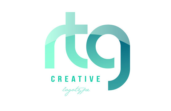 green gradient pastel modern rtg r t g alphabet letter logo combination icon design