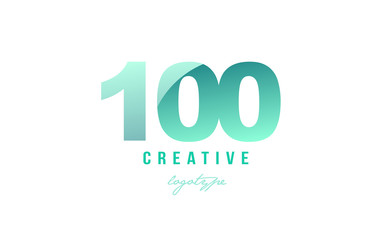 Fototapeta premium 100 green pastel gradient number numeral digit logo icon design