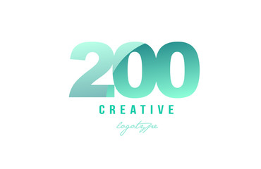 200 green pastel gradient number numeral digit logo icon design - obrazy, fototapety, plakaty