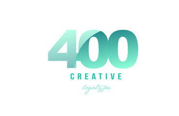 Naklejka premium 400 green pastel gradient number numeral digit logo icon design
