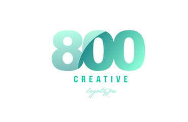 800 green pastel gradient number numeral digit logo icon design - obrazy, fototapety, plakaty