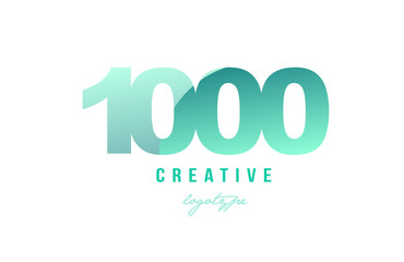 1000 green pastel gradient number numeral digit logo icon design