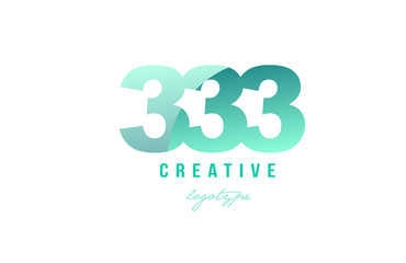 333 green pastel gradient number numeral digit logo icon design