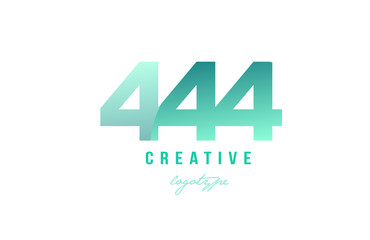 444 green pastel gradient number numeral digit logo icon design