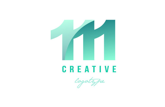 111 green pastel gradient number numeral digit logo icon design