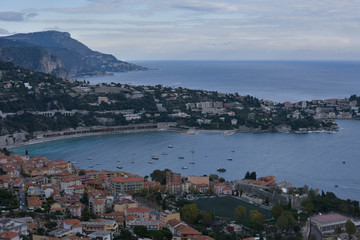 Fototapeta na wymiar Attractions and architecture of the resort town of the azure coast of France Villefranche