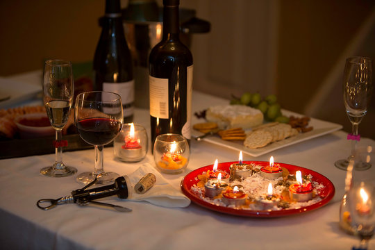 Holiday Table Wine And Appetizers