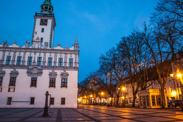 Fototapeta na wymiar Main city square - Town Hall in Chelmno, Poland. 