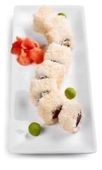 Maki-sushi on black plate