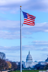 US Capital Building and American Flag