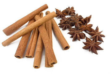 Cinnamon sticks and anise stars