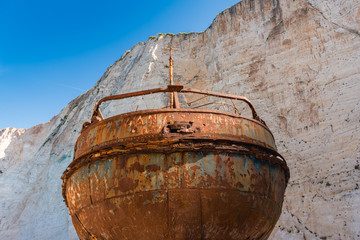 Fototapeta premium Rusty shipwreck on Navagio beach in Greece. Zakynthos island.