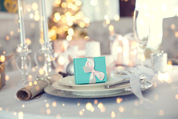 Beautiful gift box on the tabl