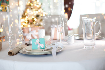 Beautiful gift box on the table.