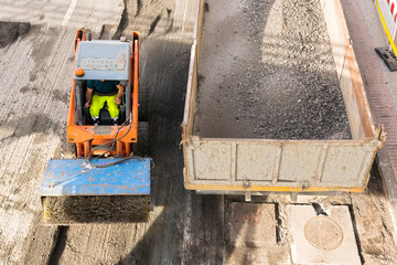 highway maintenance workers in construction site