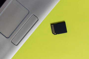 SD card with laptop
