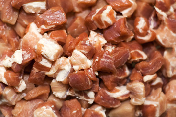 small pieces of raw meat, background