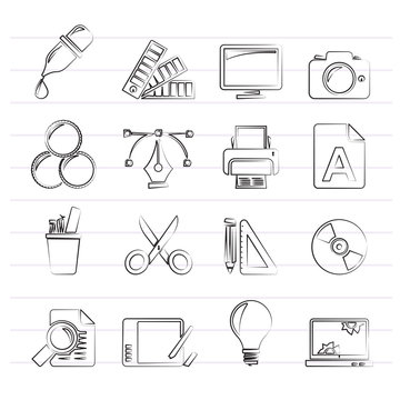 Graphic Design industry icons - vector icon set