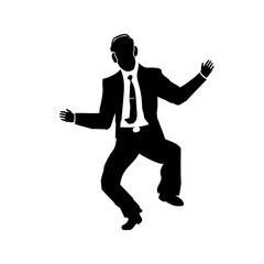Fototapeta na wymiar Businessman silhouette of a man in a suit and tie Dance. Sings. Success. Vector.