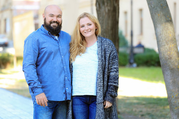 Overweight couple in park