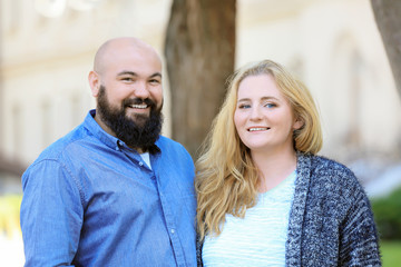 Overweight couple in park