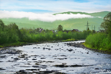 Mountain river with rocks