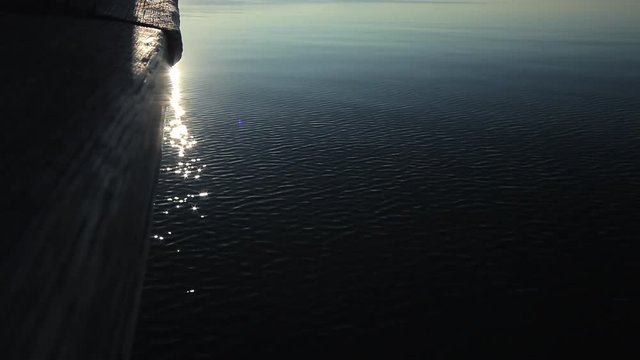 View on Lake and Waves from the Ship deck. Landscape lake