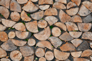 Stack of firewood as background