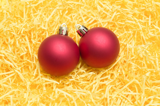 christmas ball on yellow background
