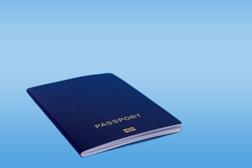 overseas passport on a blue background, isolate