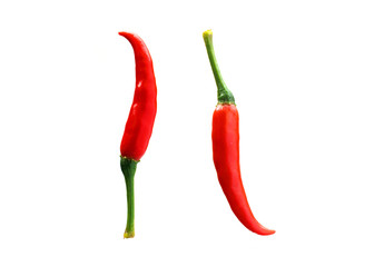 Fresh raw red hot chili pepper on white background, isolated